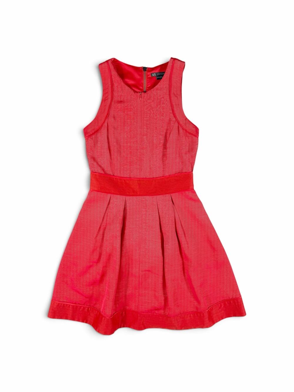 A|X Armani Exchange Red Fit Flare Pleated Cocktail Dress Size 4